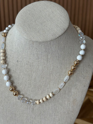 Multi Beaded White Necklace