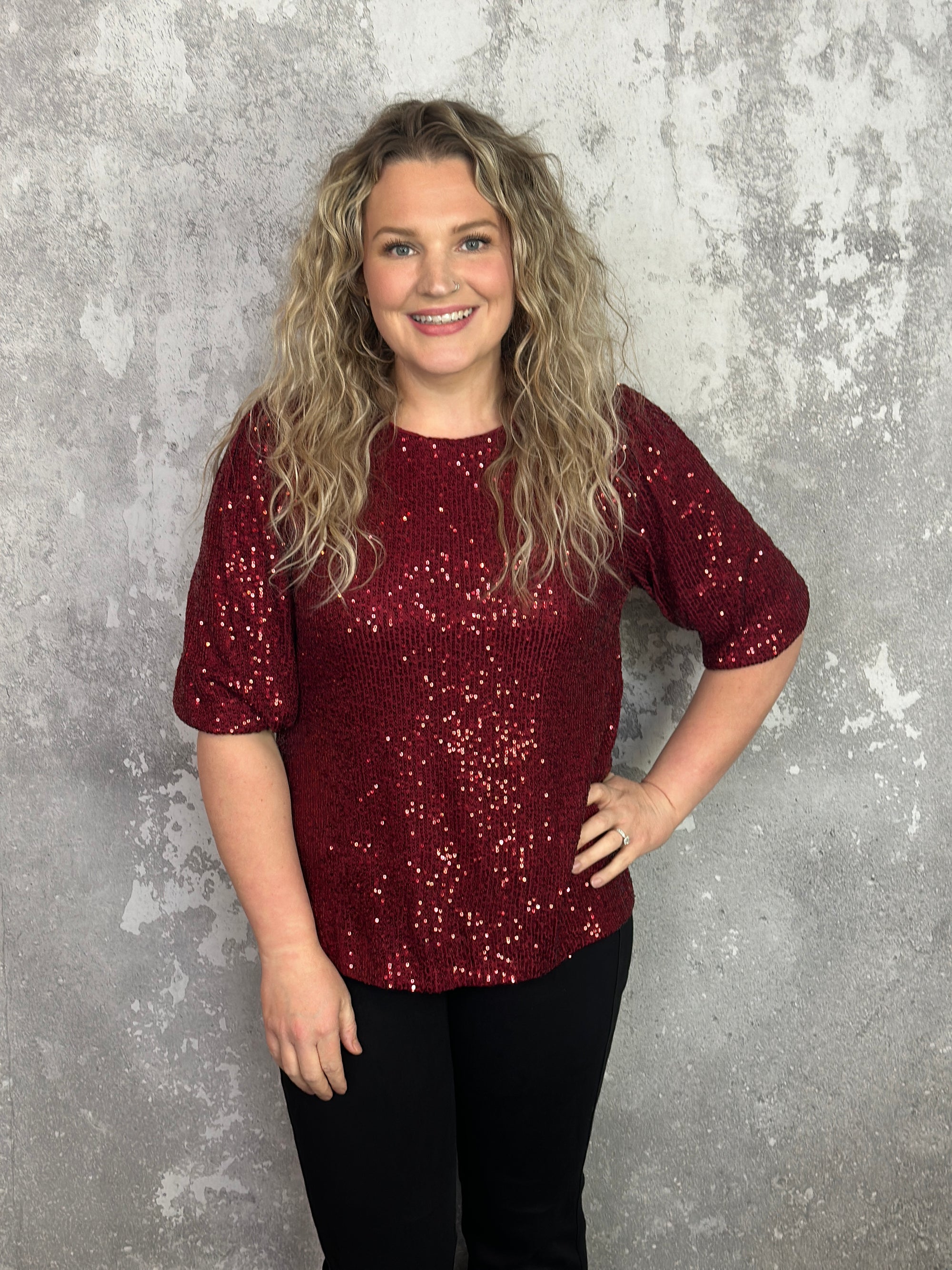 Cranberry Glitz Top