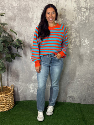 Stripe Turquoise and Orange Sweater