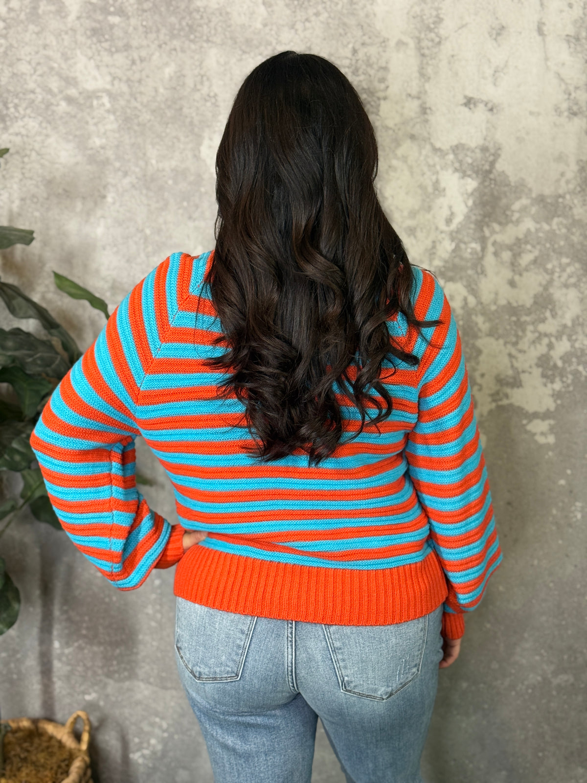Stripe Turquoise and Orange Sweater