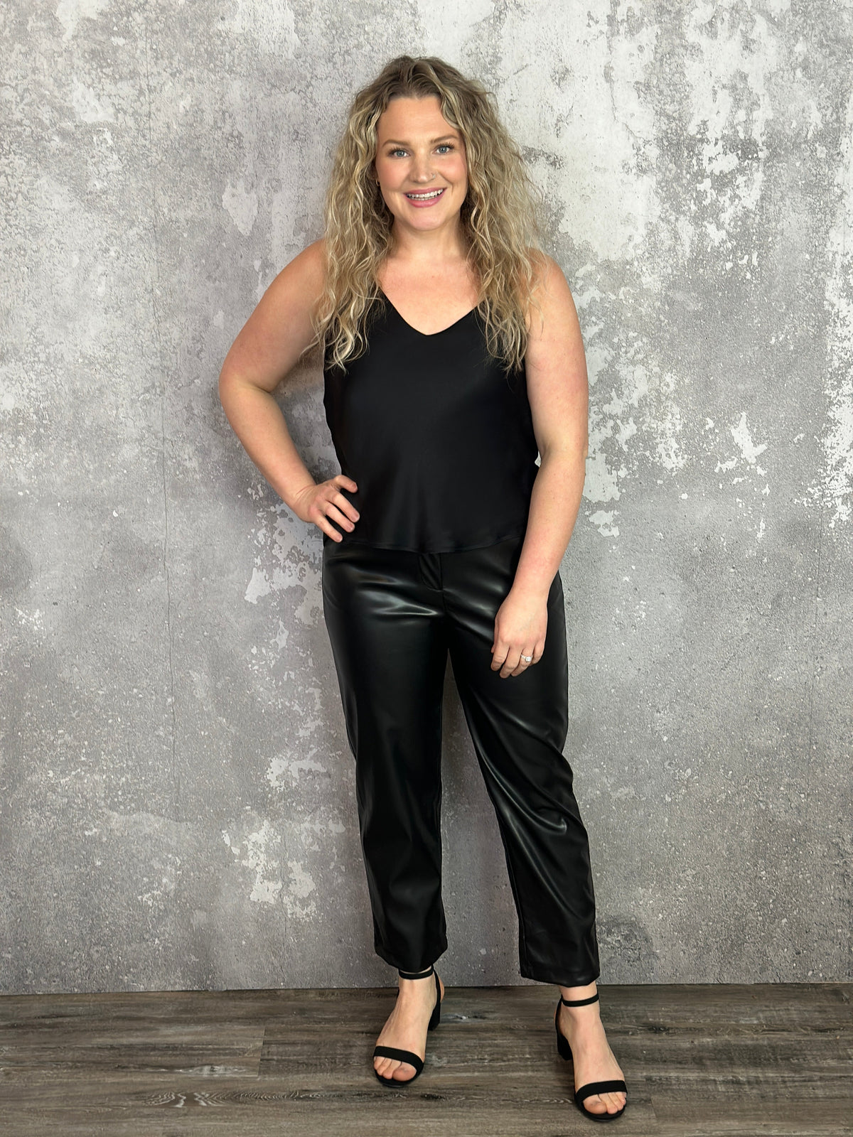 Straight Leg Faux Leather Pant - Black (Small - 3X) - FINAL SALE