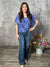 The Wrinkle Free Short Sleeve Top - Blue Paisley (Small - 3X)