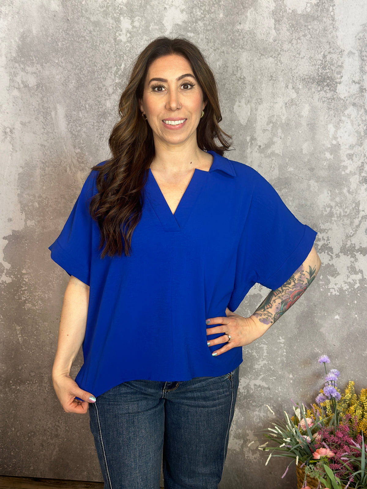 Short Sleeve Airflow Top  - Blue (Small - 2X)