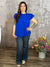 Blue Pleated Ruffle Top  (Small - 2X)
