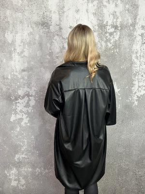 3/4 Sleeve High Low Faux Leather Top/Layer (Small - 3X)