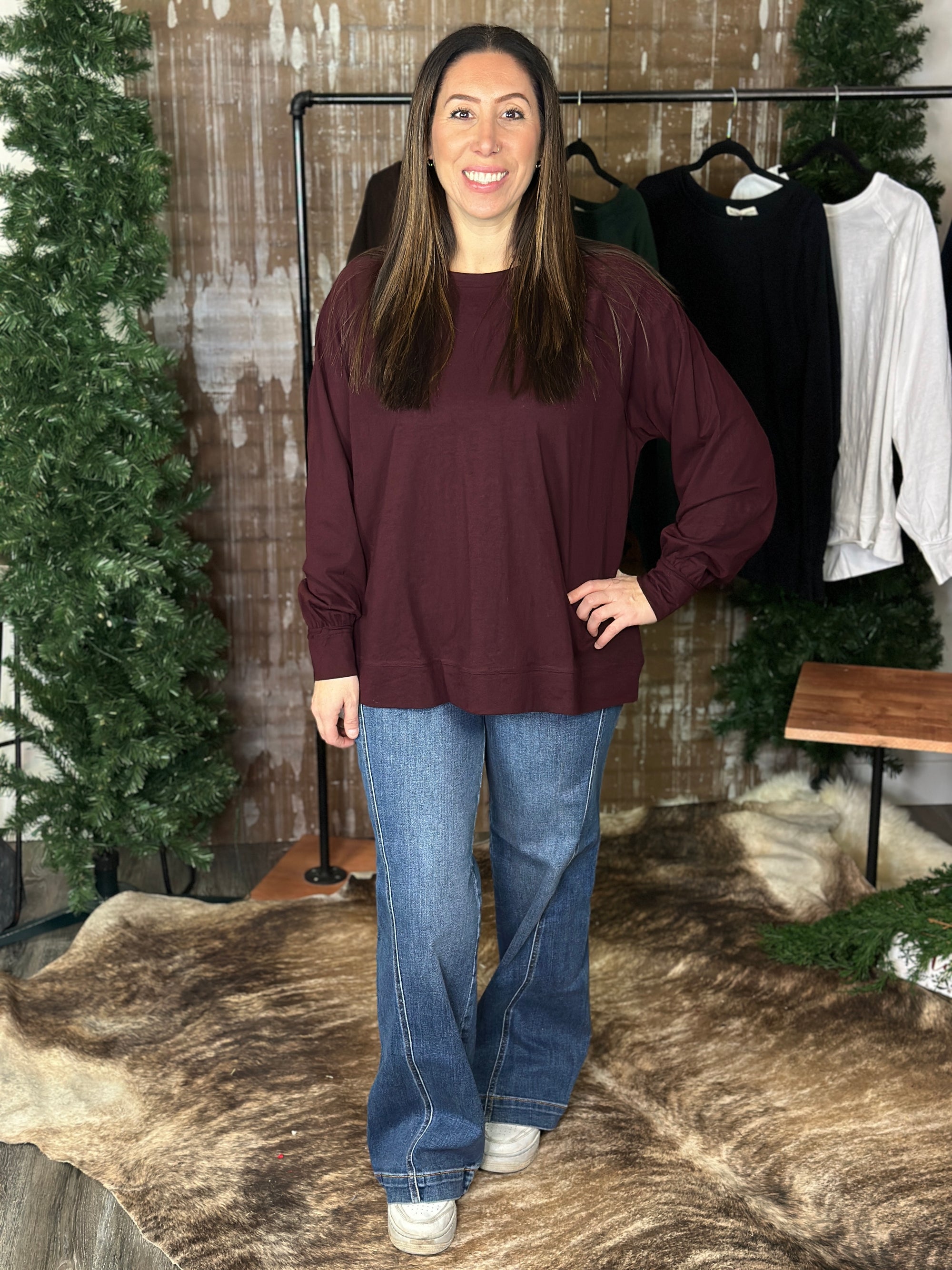 The Free Long Sleeve - Dark Cherry