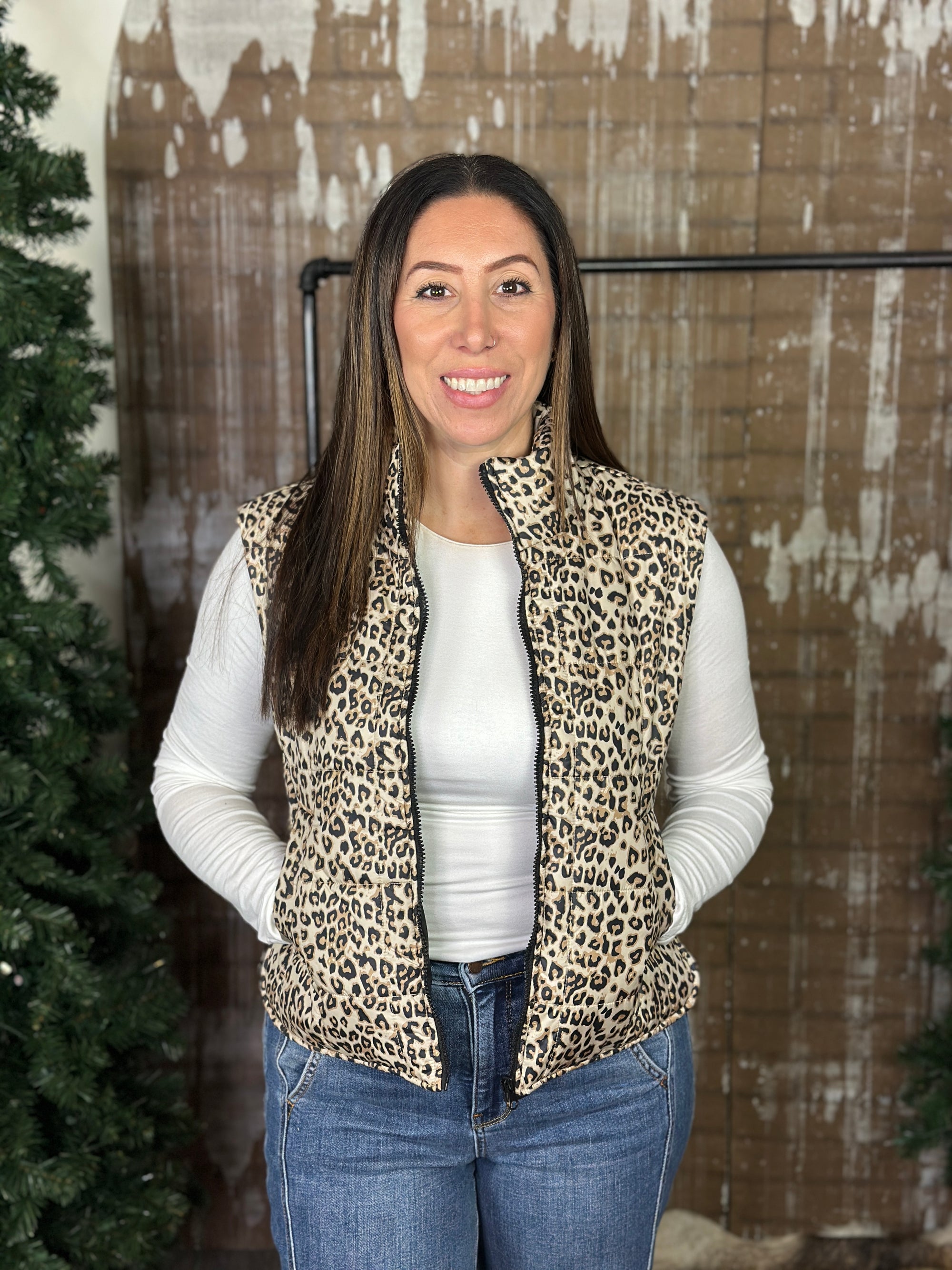 Leopard Puffer Vest