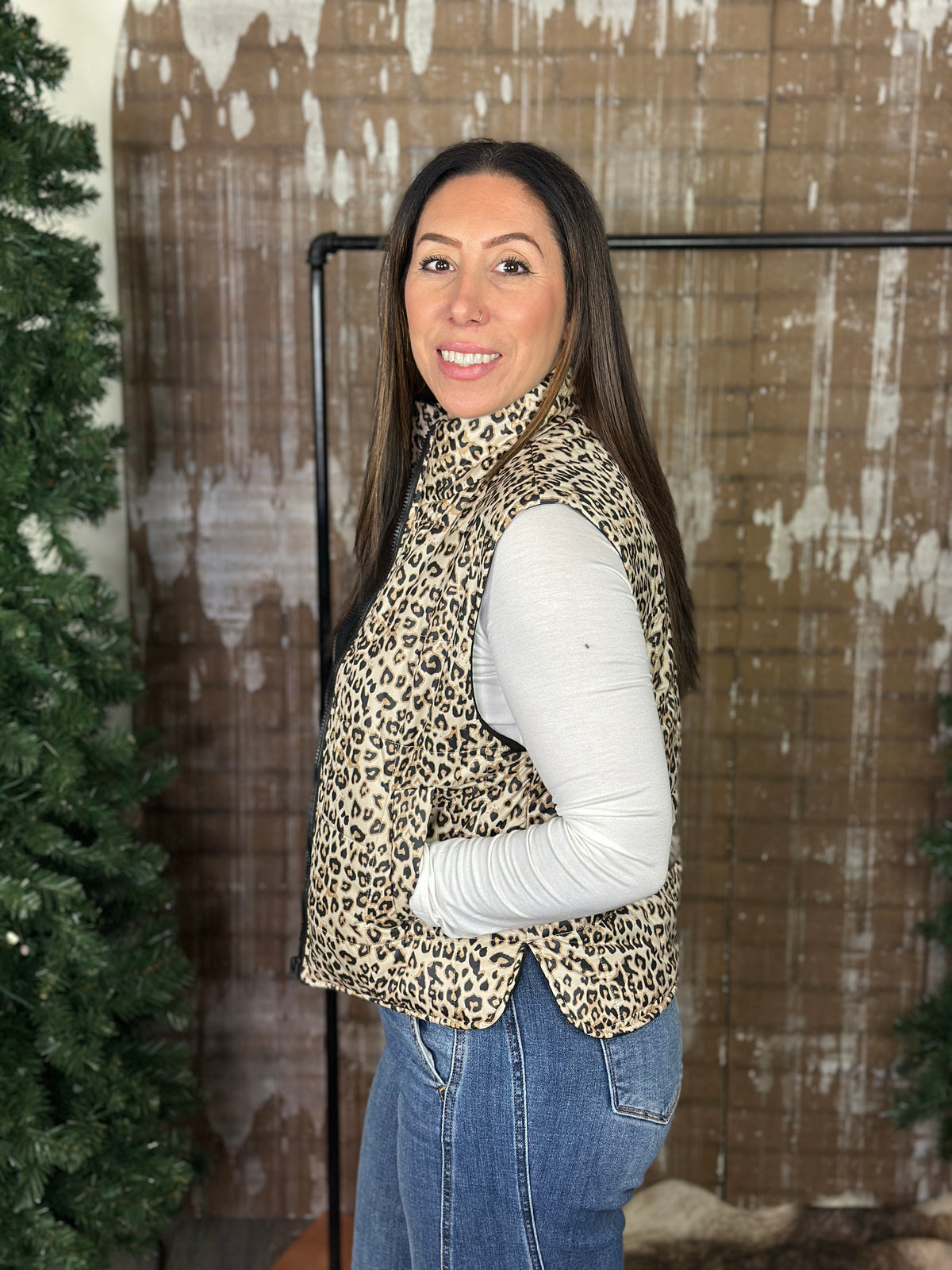 Leopard Puffer Vest