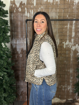 Leopard Puffer Vest