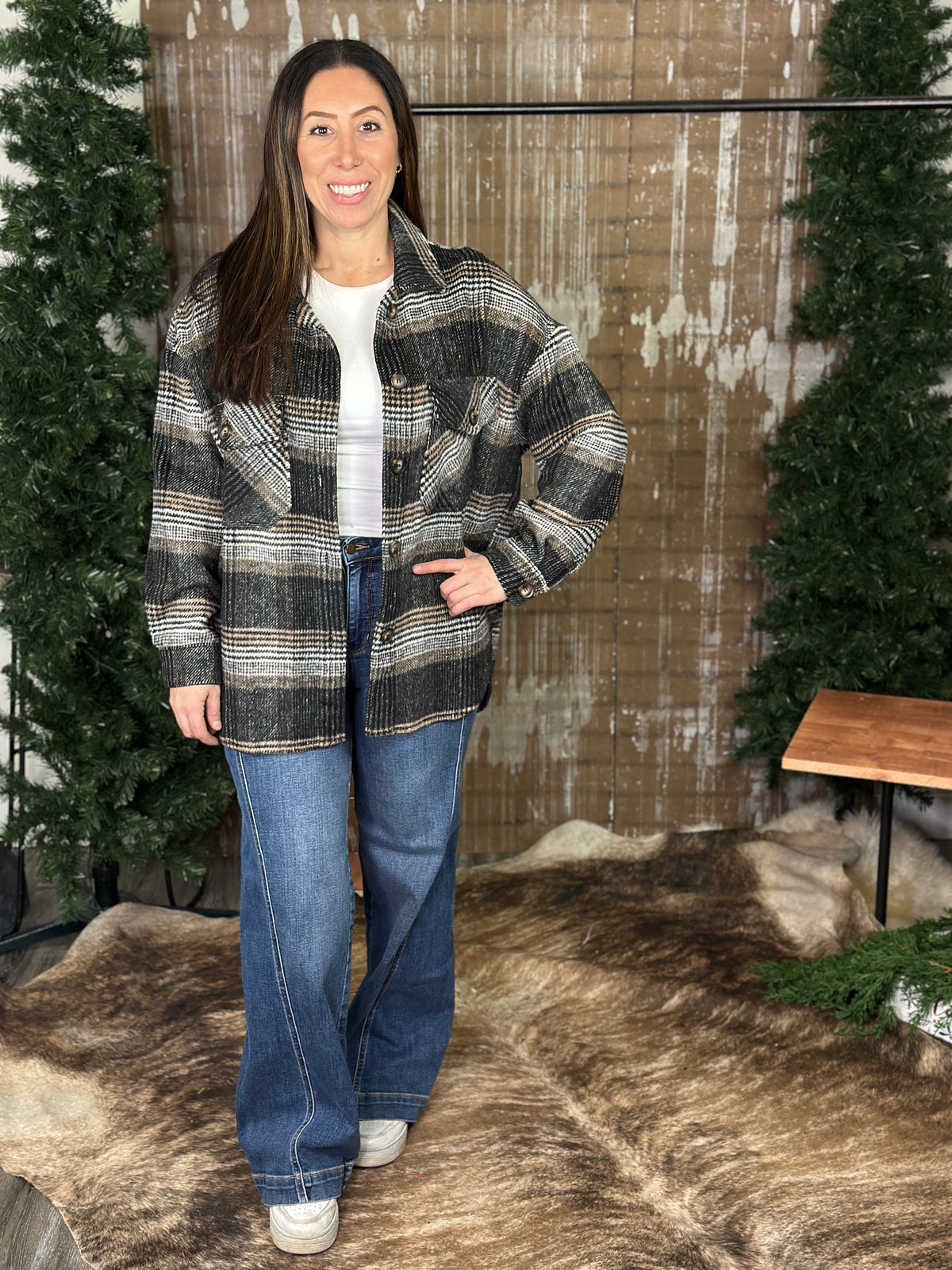 Black/Brown Plaid Shacket