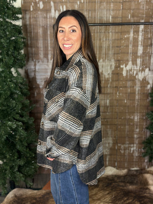 Black/Brown Plaid Shacket