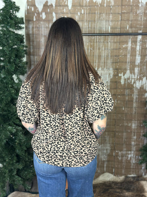 Mocha Leopard Lux Textured Top