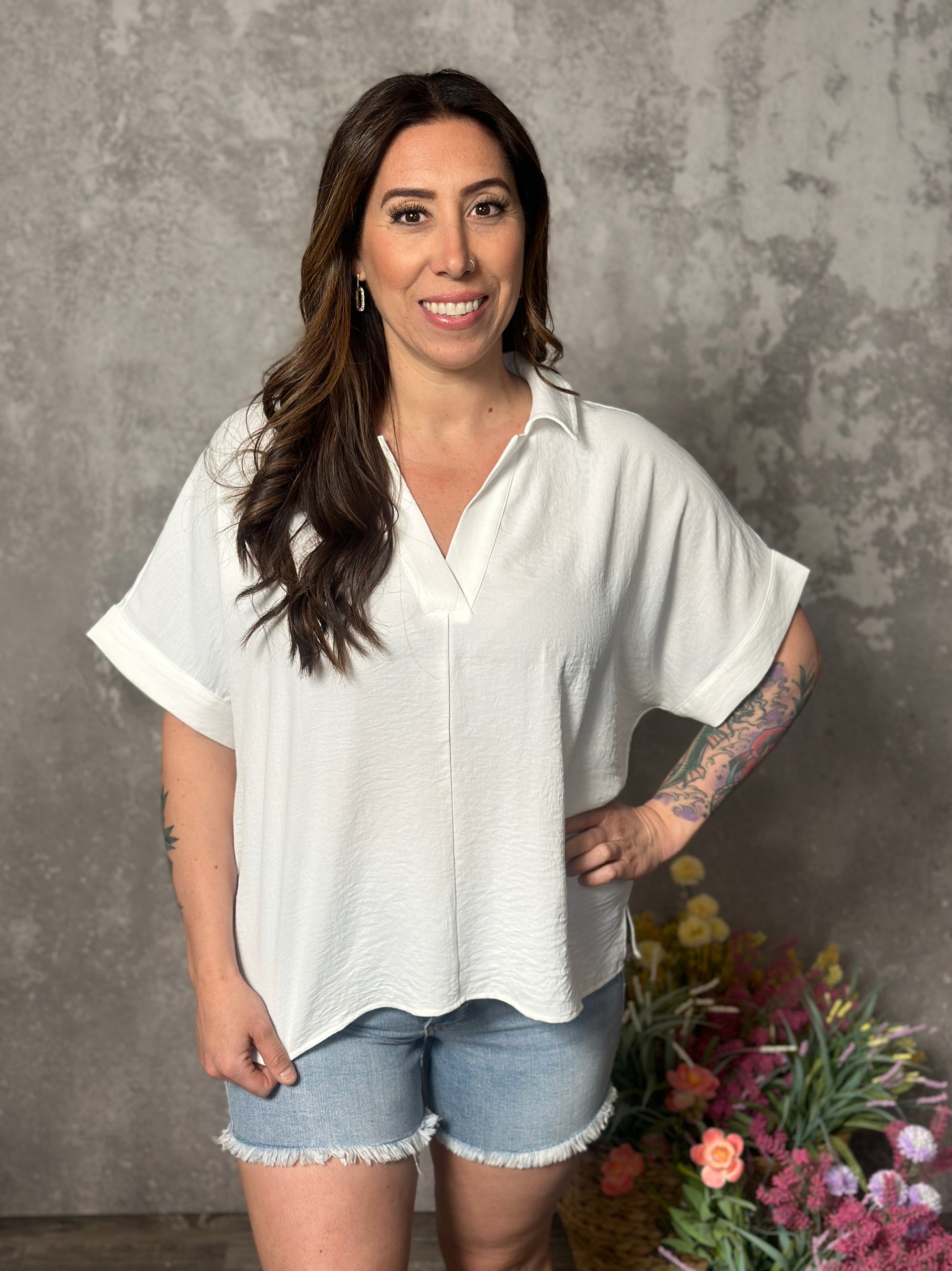 Short Sleeve Airflow Top  - White (Small - 2X)