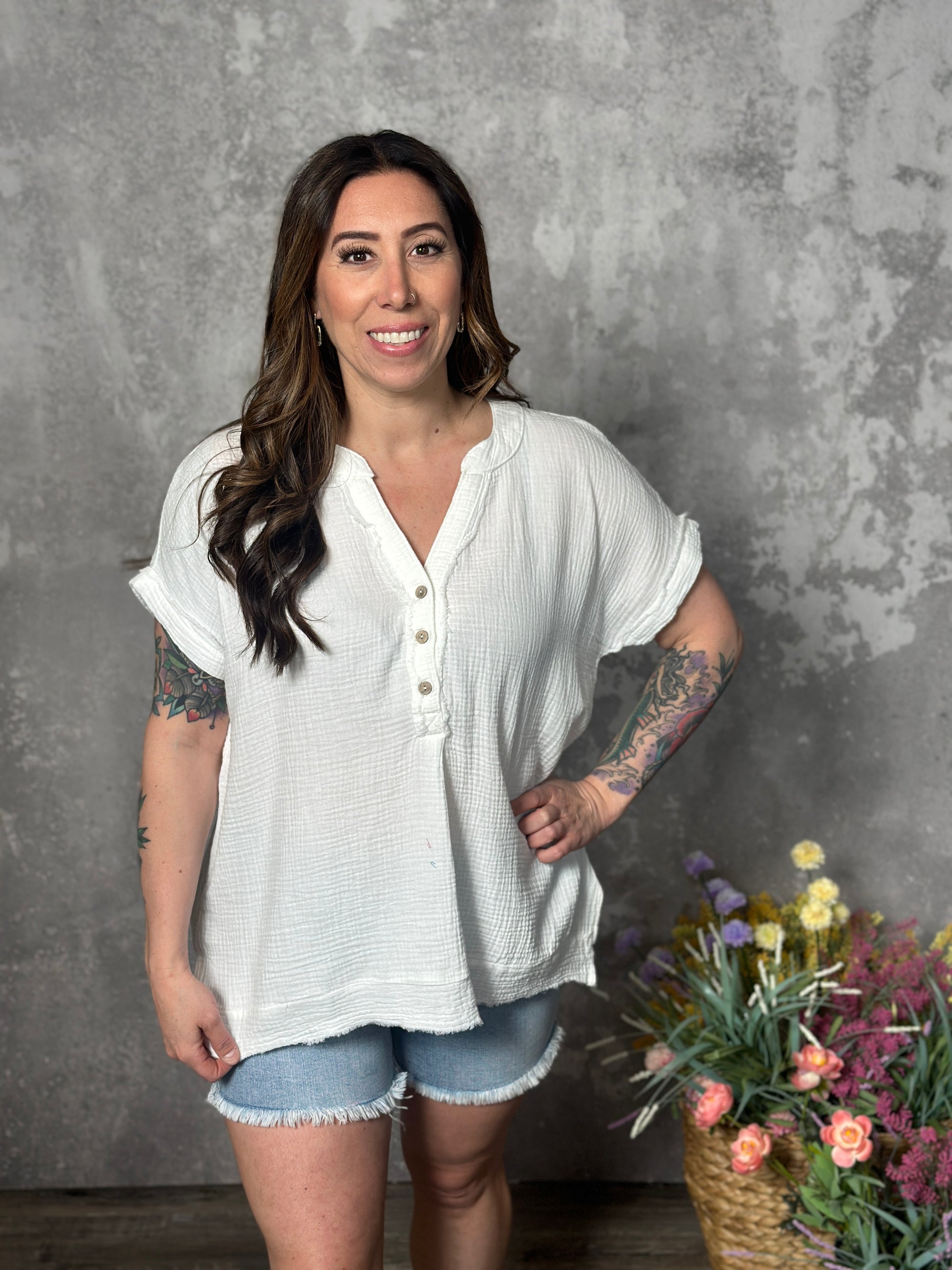 Summer Gauze Top - White