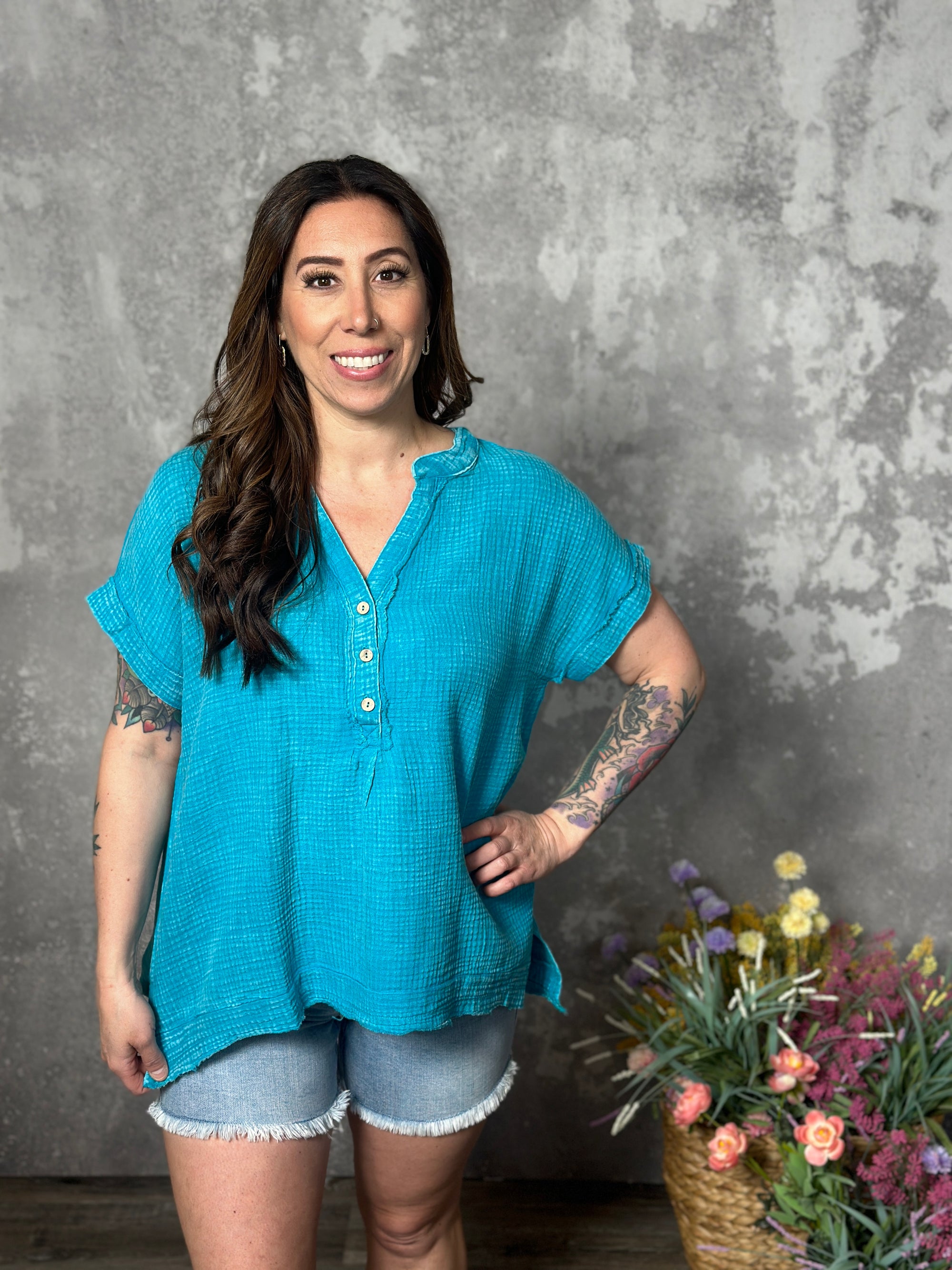 Summer Gauze Top - Teal