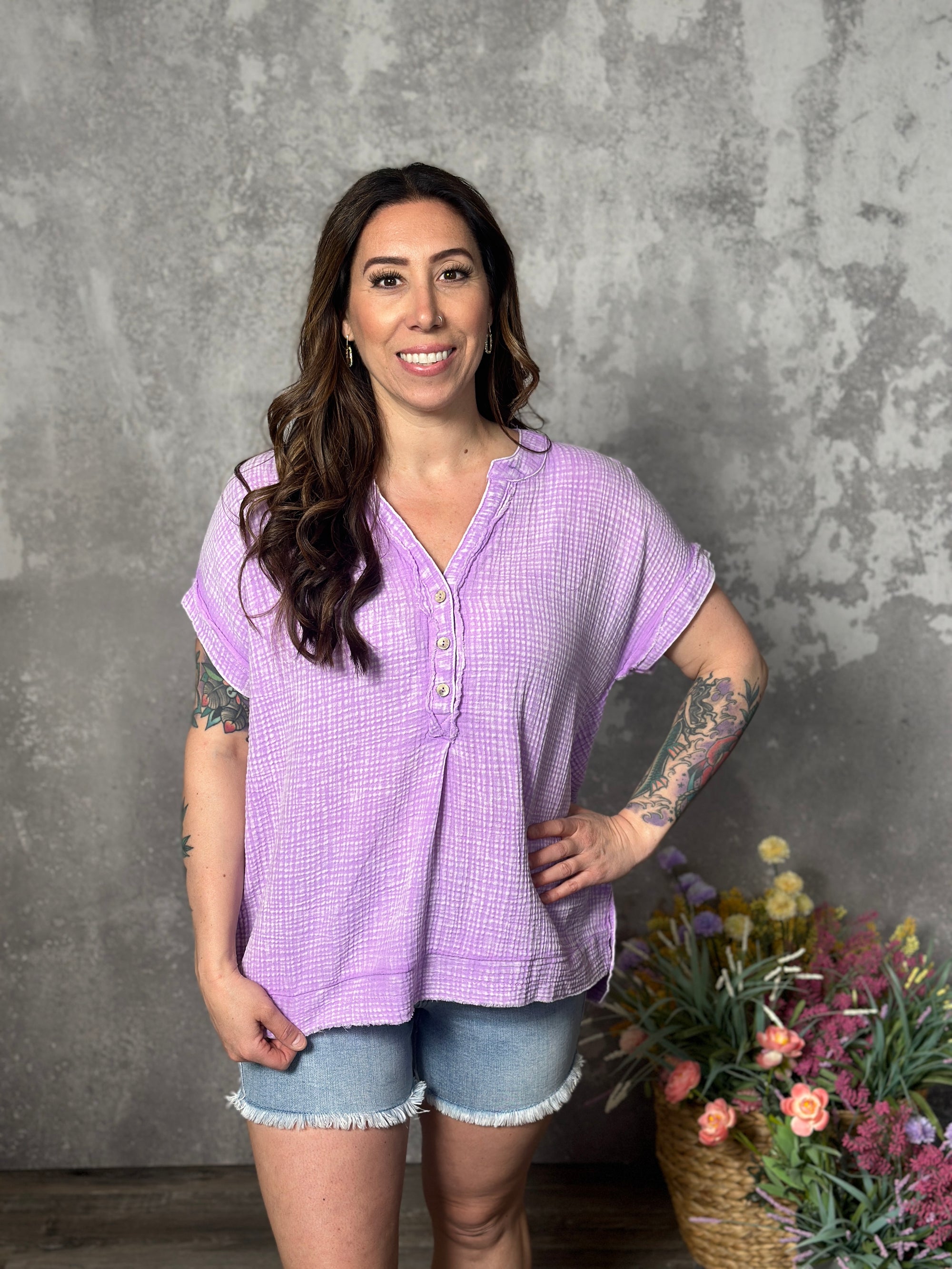 Summer Gauze Top - Lavender