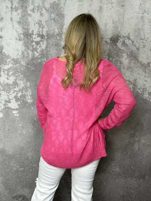 Loose Knit Lightweight Sweater - Pink (Small - 2X) FINAL SALE