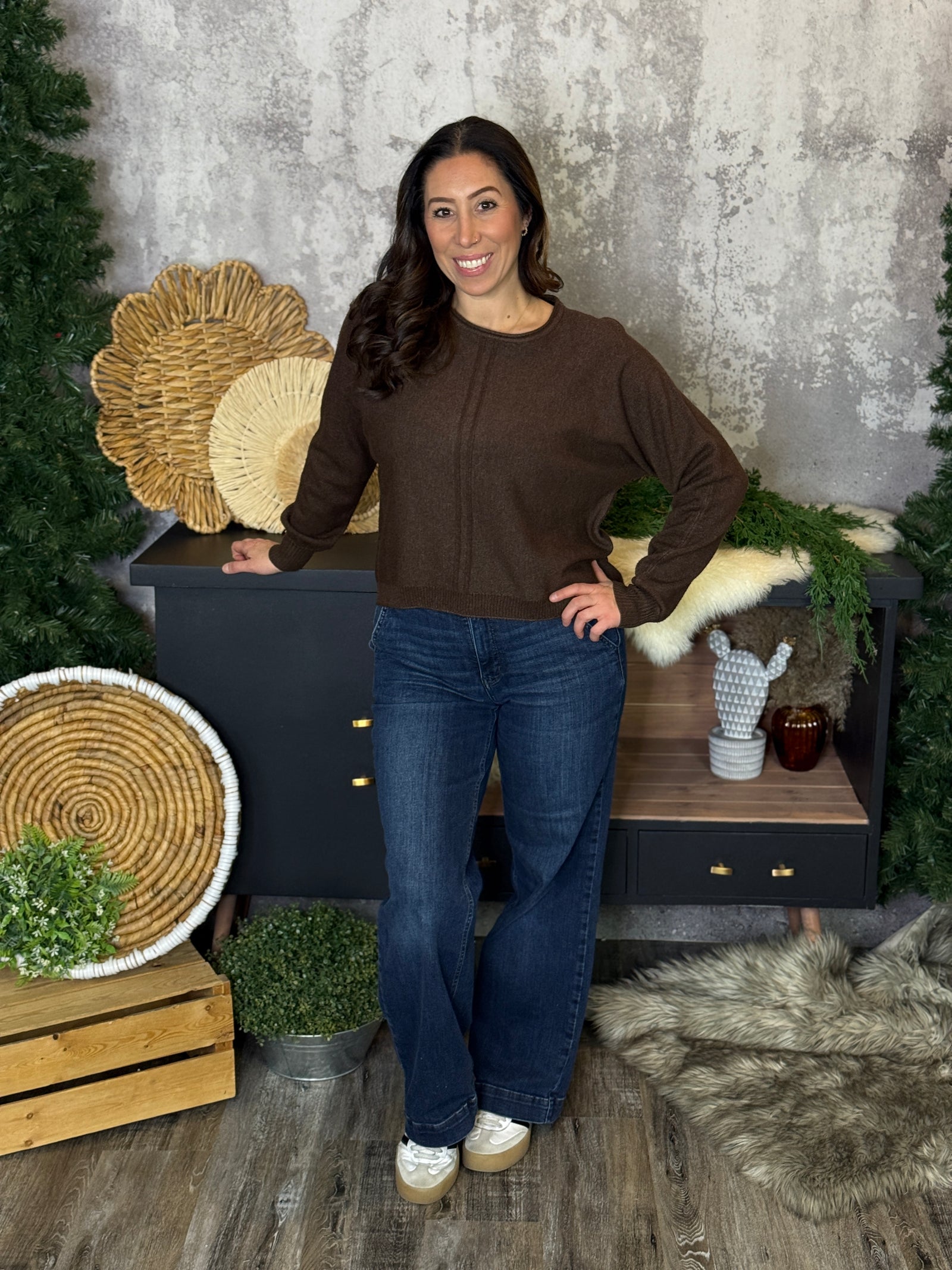 The Double Seam Sweater - Brown (Small - 3X)