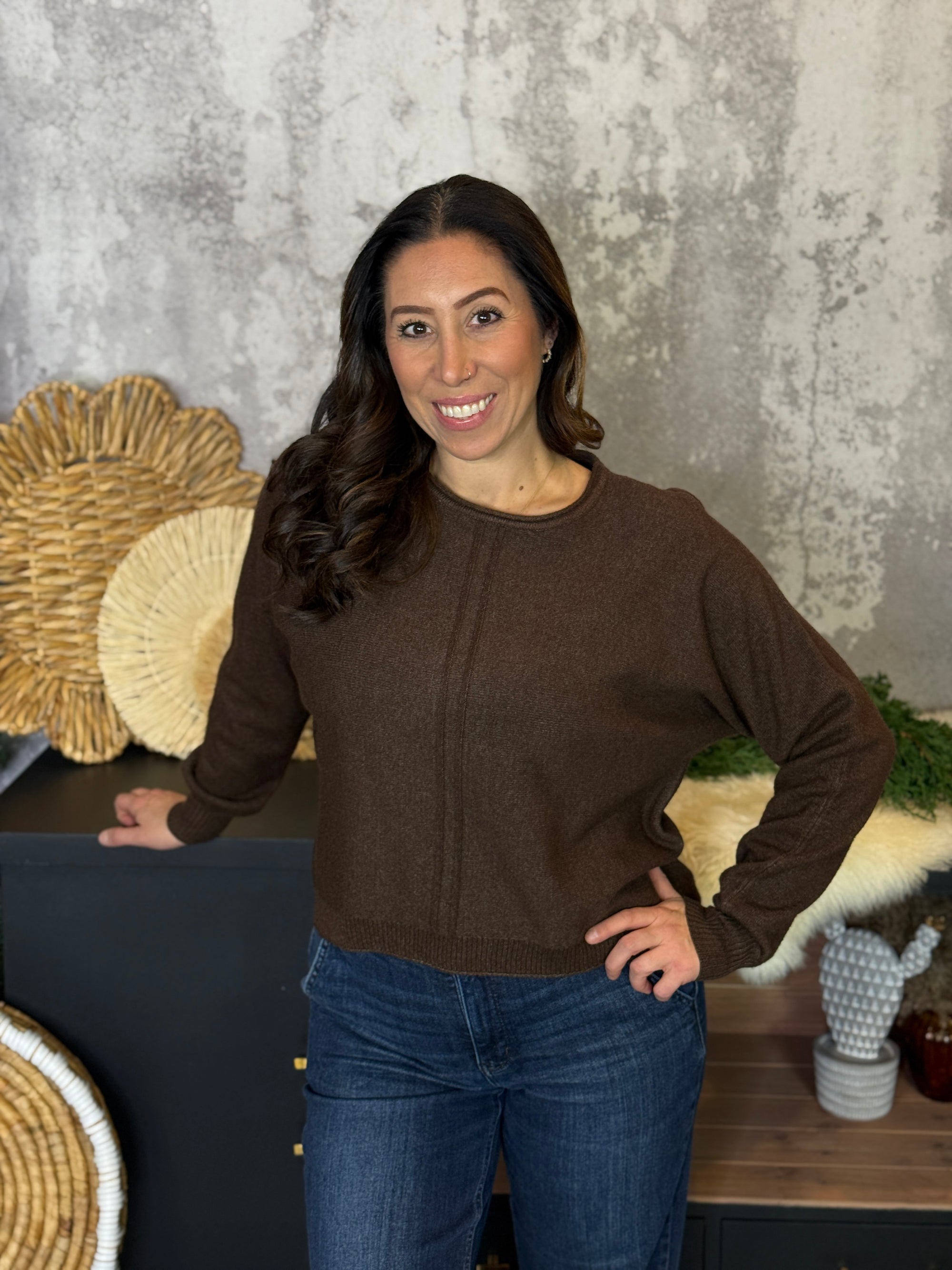 The Double Seam Sweater - Brown (Small - 3X)