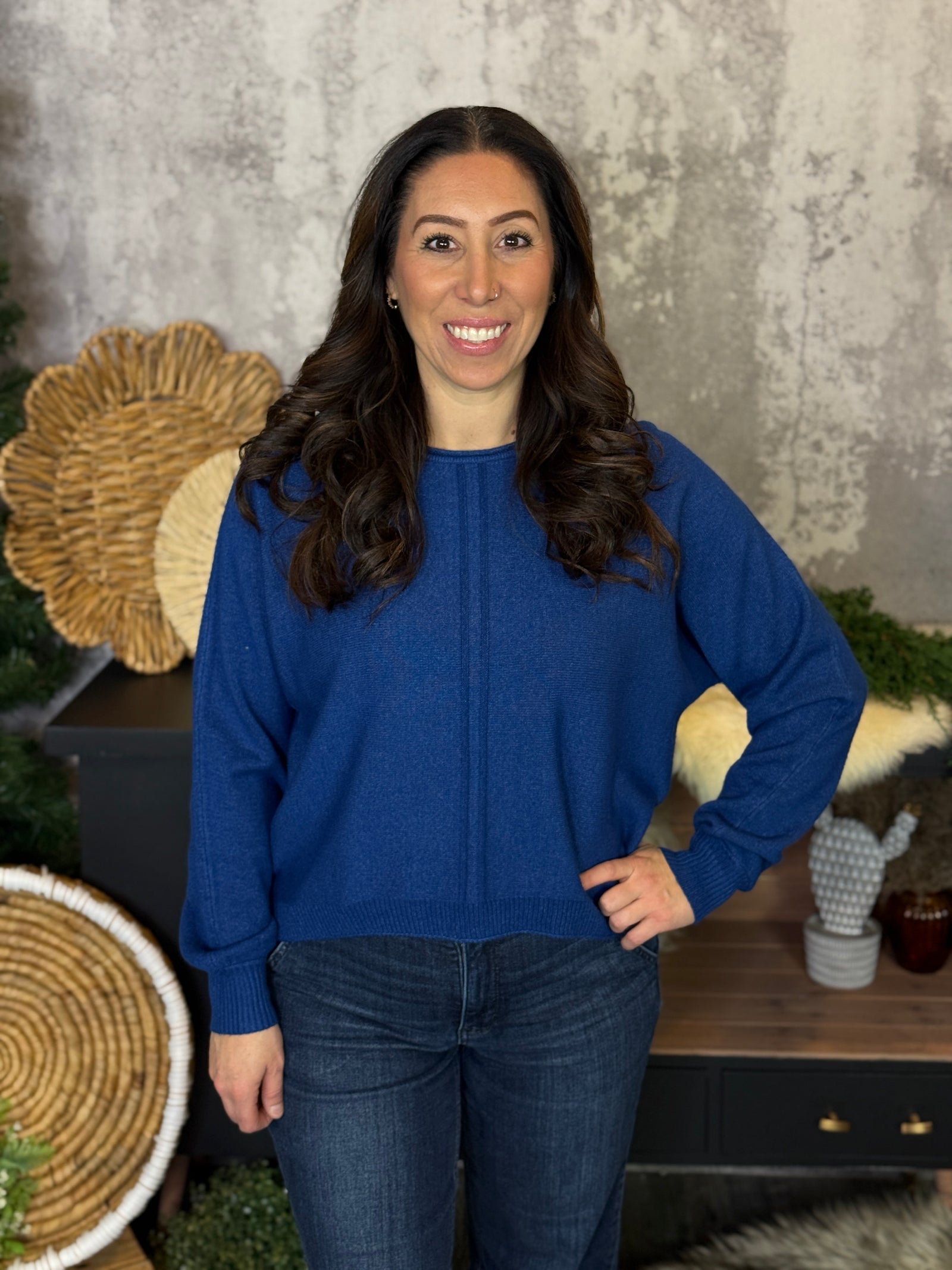 The Double Seam Sweater - Navy (Small - 3X)