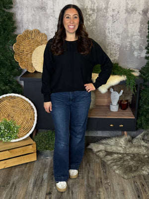 The Double Seam Sweater - Black (Small - 3X)