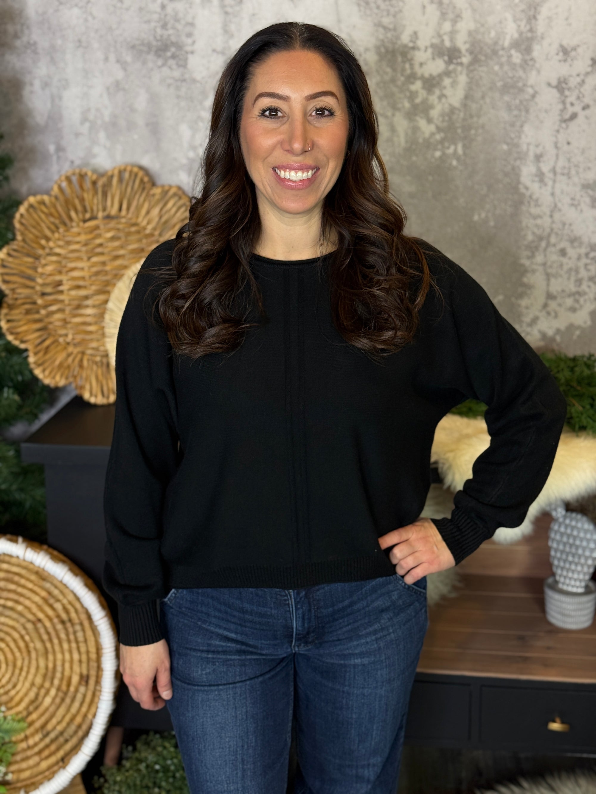 The Double Seam Sweater - Black (Small - 3X)