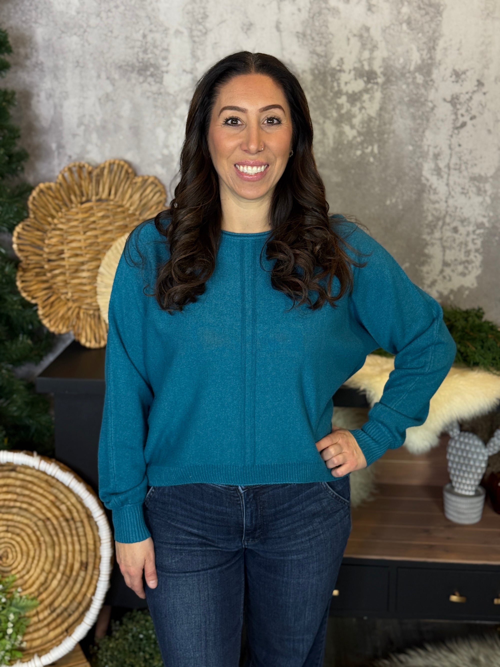 The Double Seam Sweater - Teal (Small - 3X)