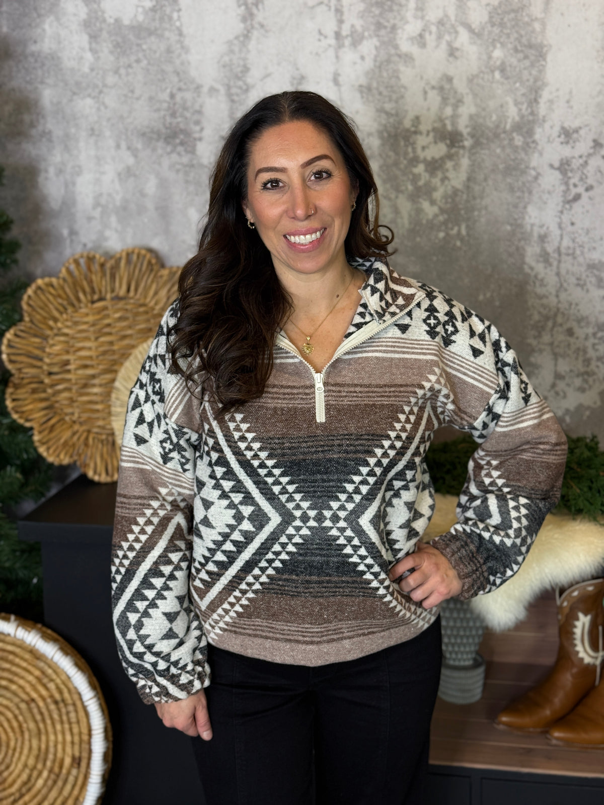 Aztec Half Zip Pullover FINAL SALE