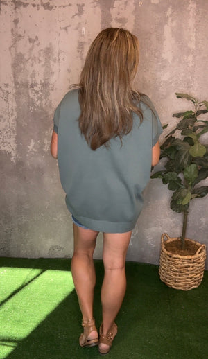 Side Button Sage Tunic Sweater