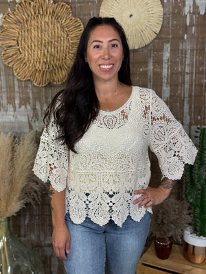 Crochet Top - Cream - BESTSELLER