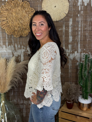 Crochet Top - Cream - BESTSELLER