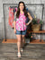 Lizzie Wrinkle Free Print Tank - Abstract Pink/Mint (Small - 3X)