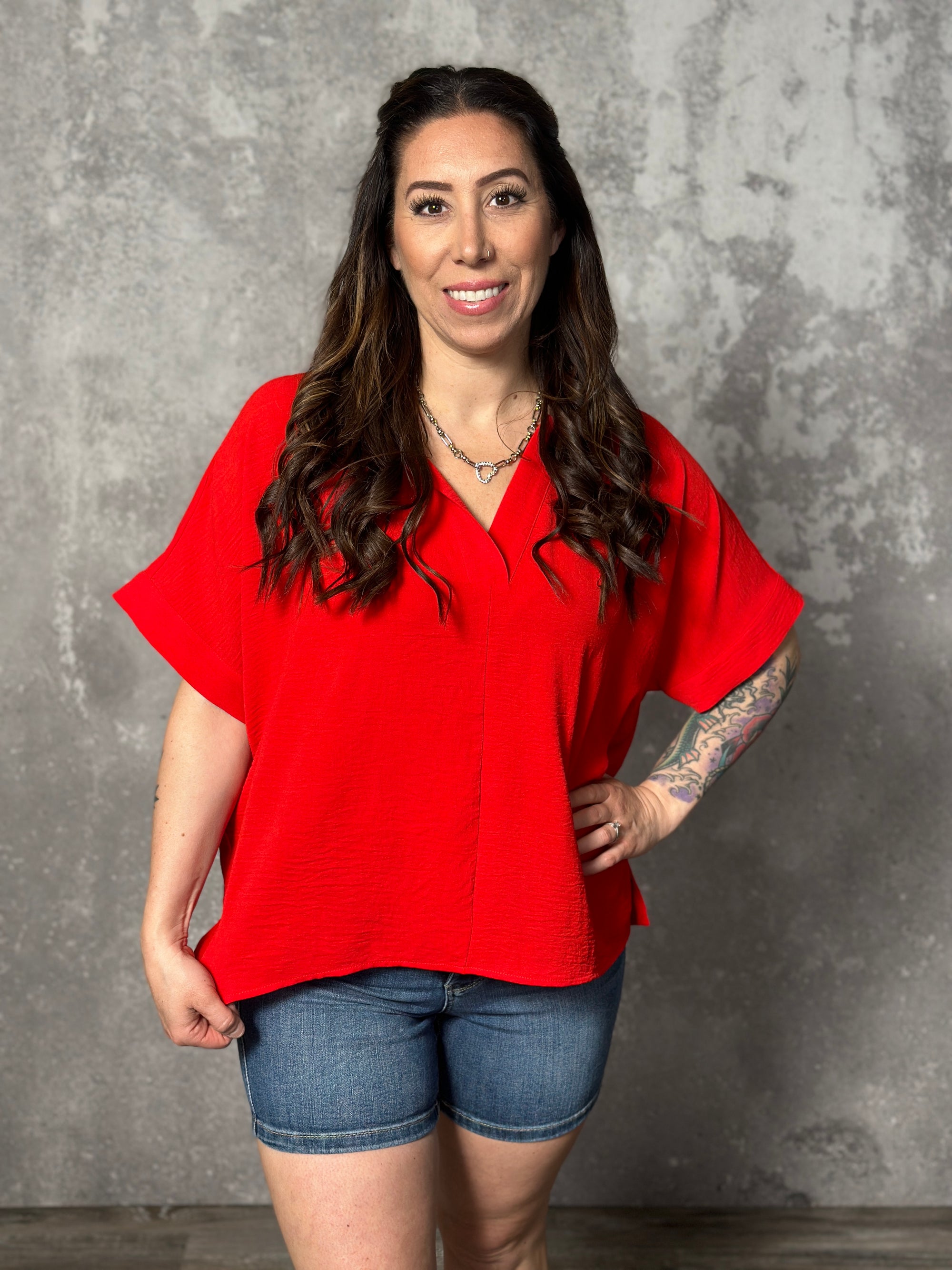 Short Sleeve Airflow Top  - Red