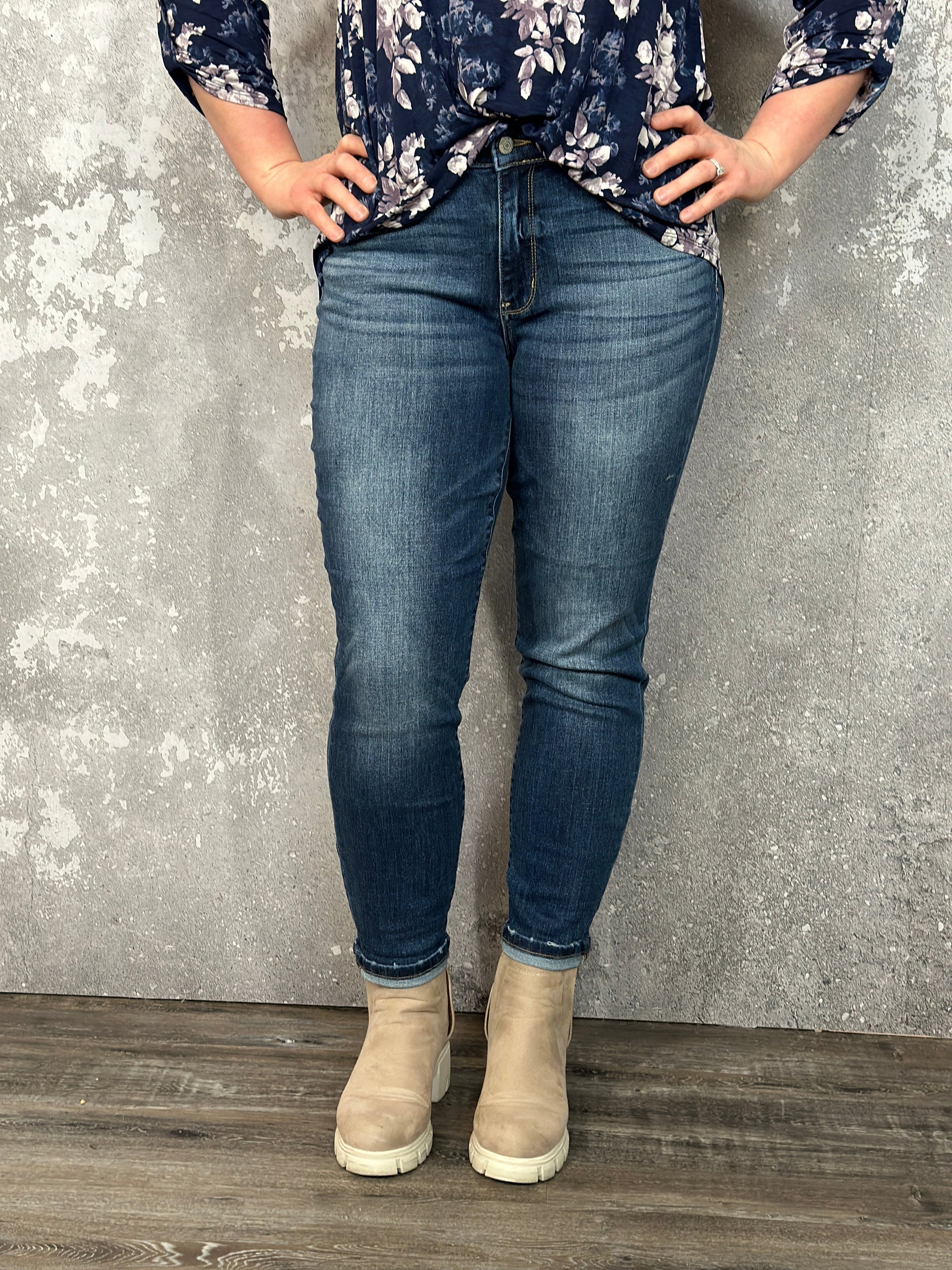 BEST SELLING Judy Blue Mid Rise Dark Wash Boyfriend Fit Jean  (sizes 0/24-20W) - FINAL SALE