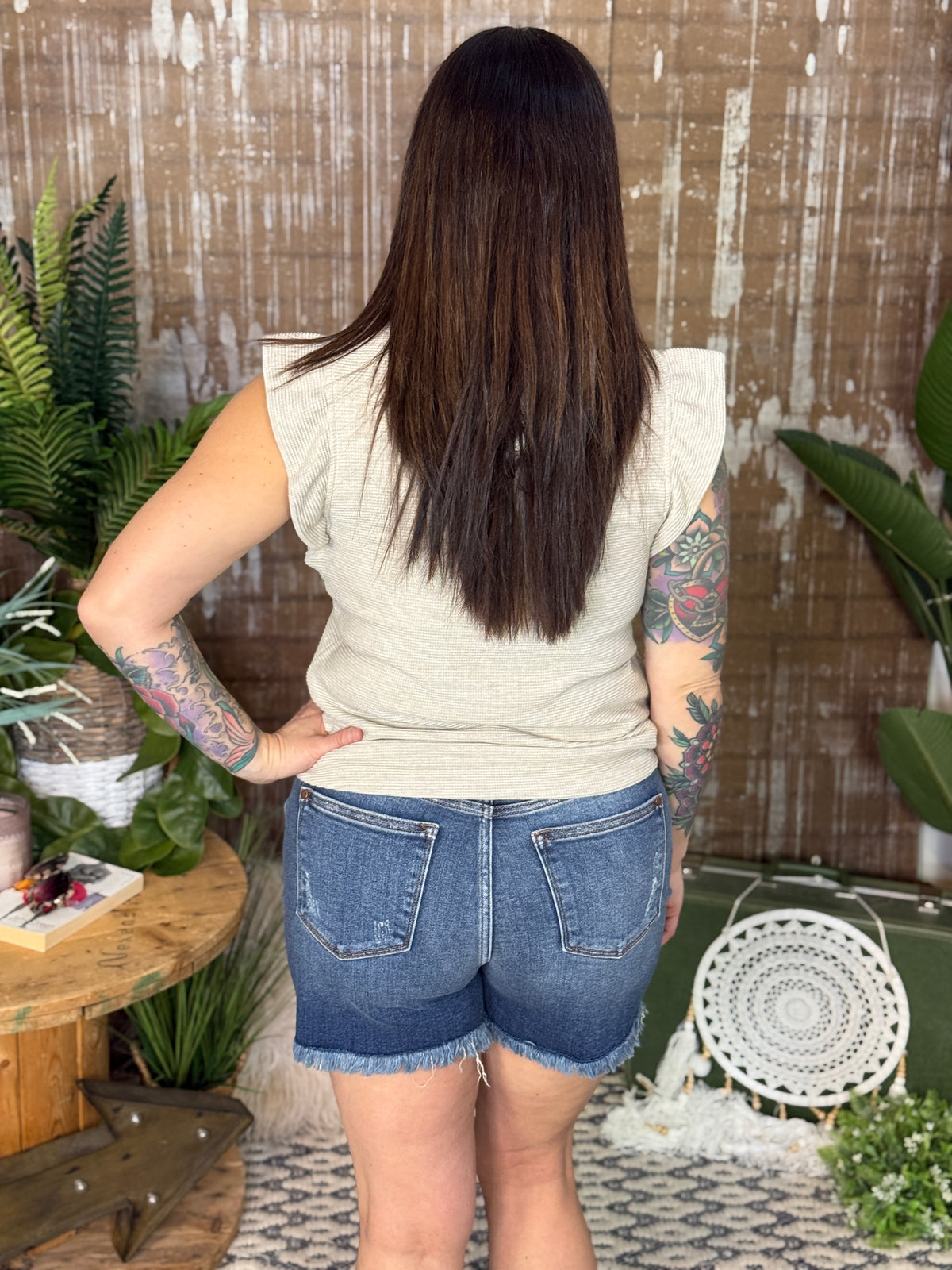 Thermal Ruffle Tank -Taupe