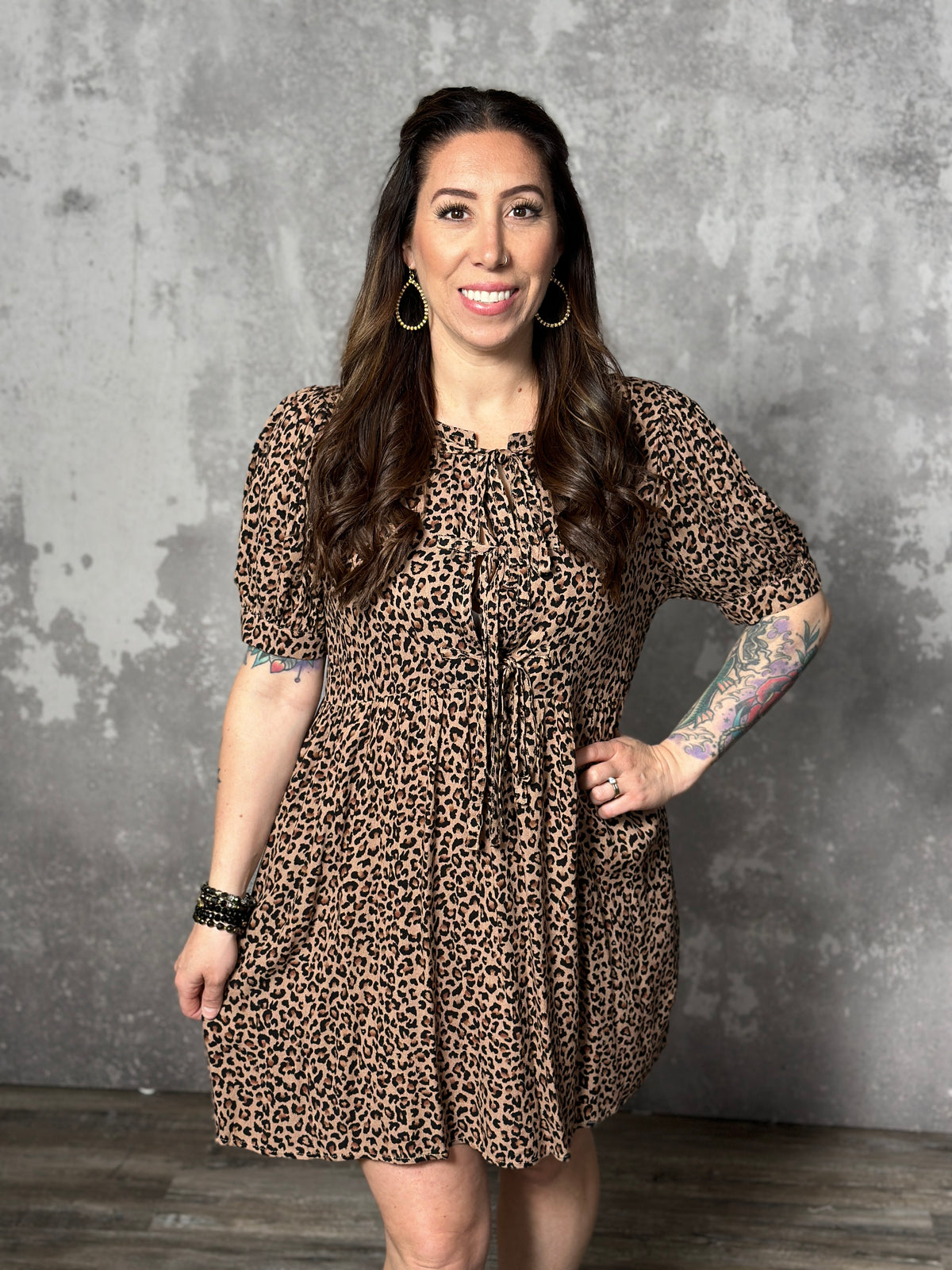 Front Bow Leopard Dress - FINAL SALE