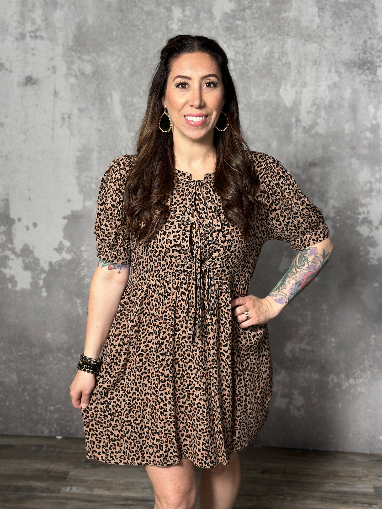 Front Bow Leopard Dress - FINAL SALE