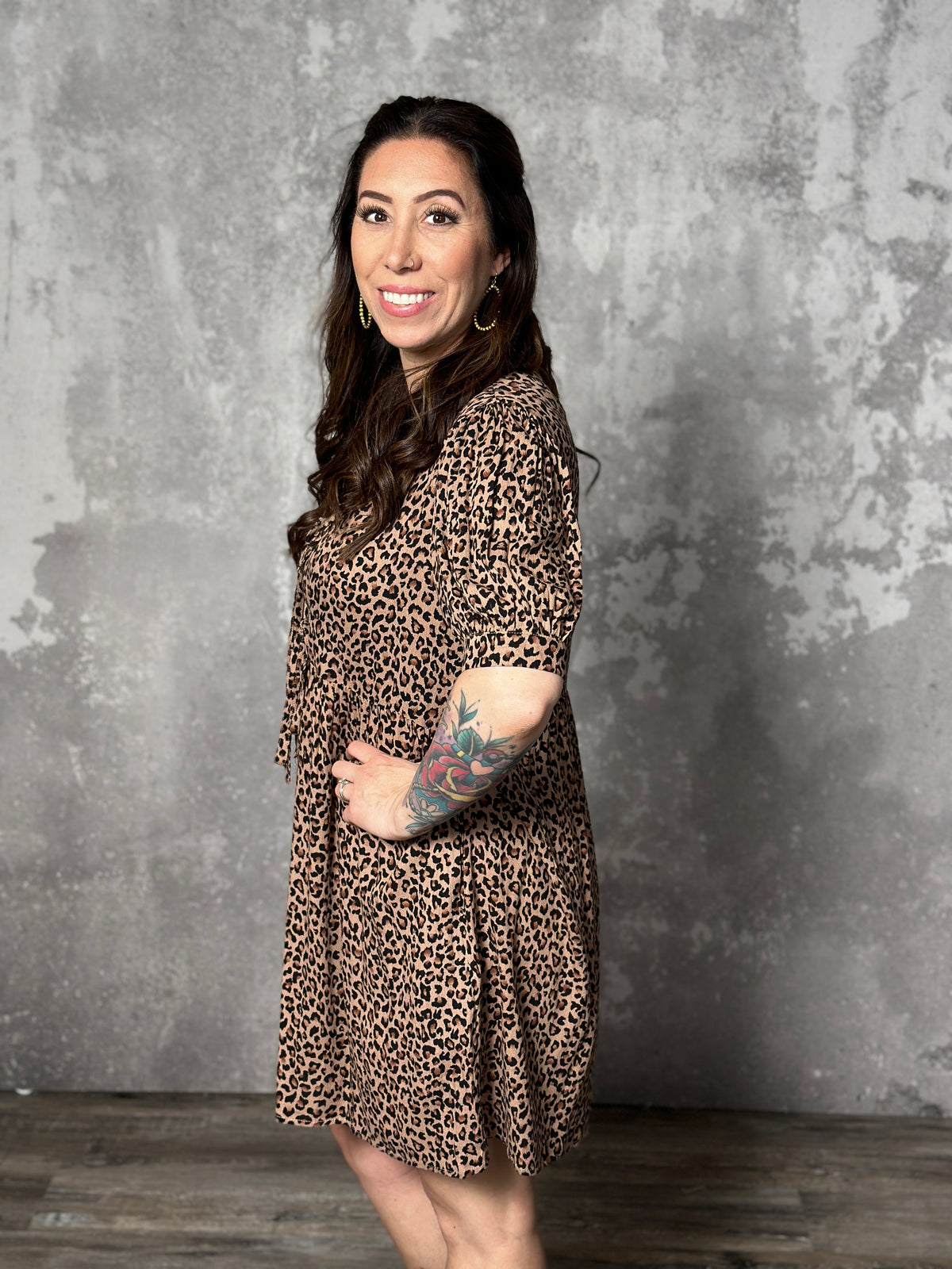 Front Bow Leopard Dress - FINAL SALE