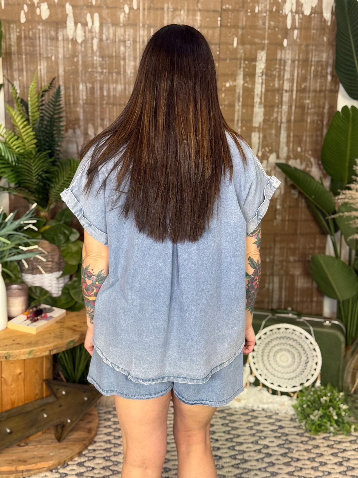 Denim Chambray Set - Blue