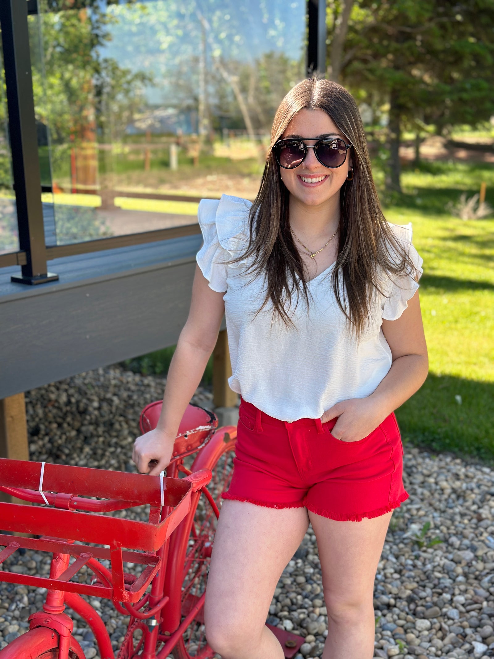 The Olivia Ruffle Top - White (Small - 2X)
