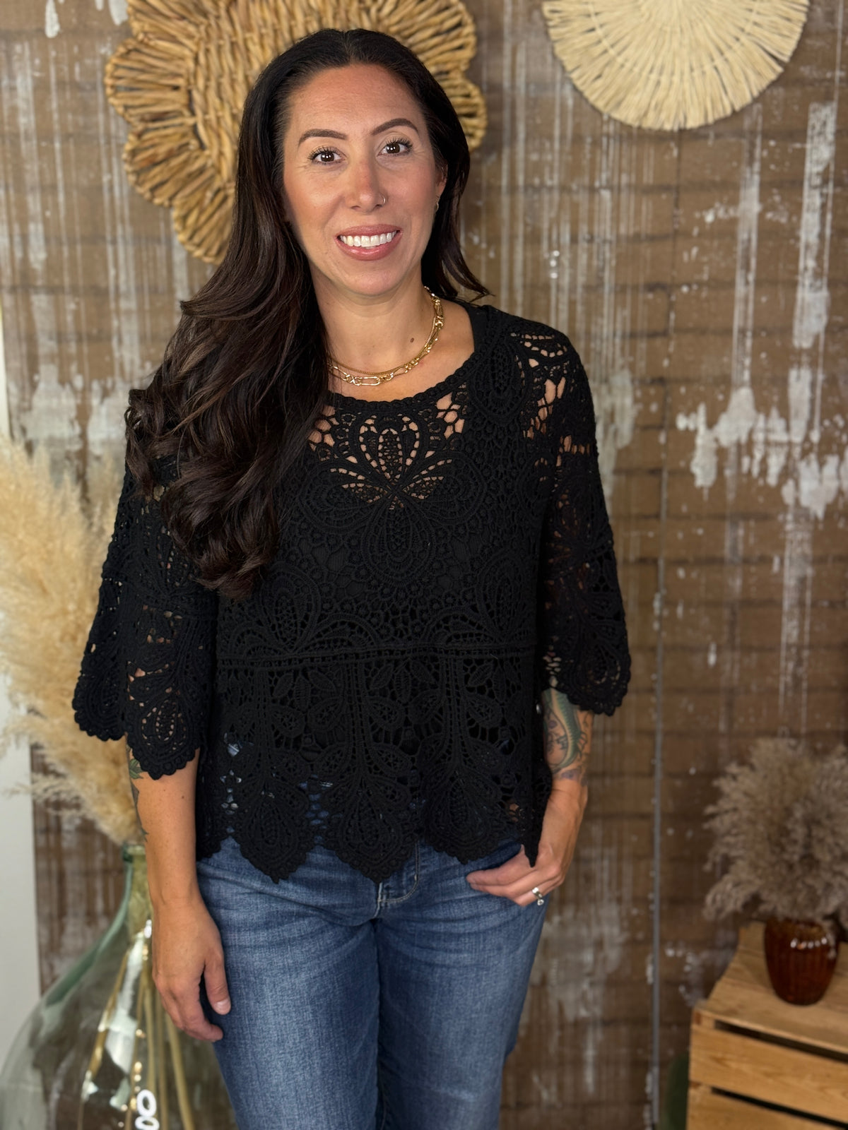 Crochet Top - Black - BESTSELLER