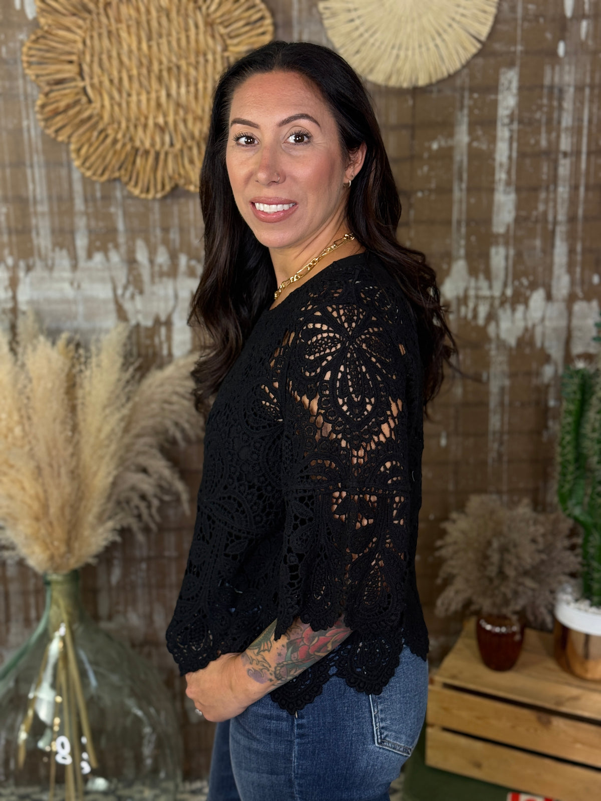 Crochet Top - Black - BESTSELLER