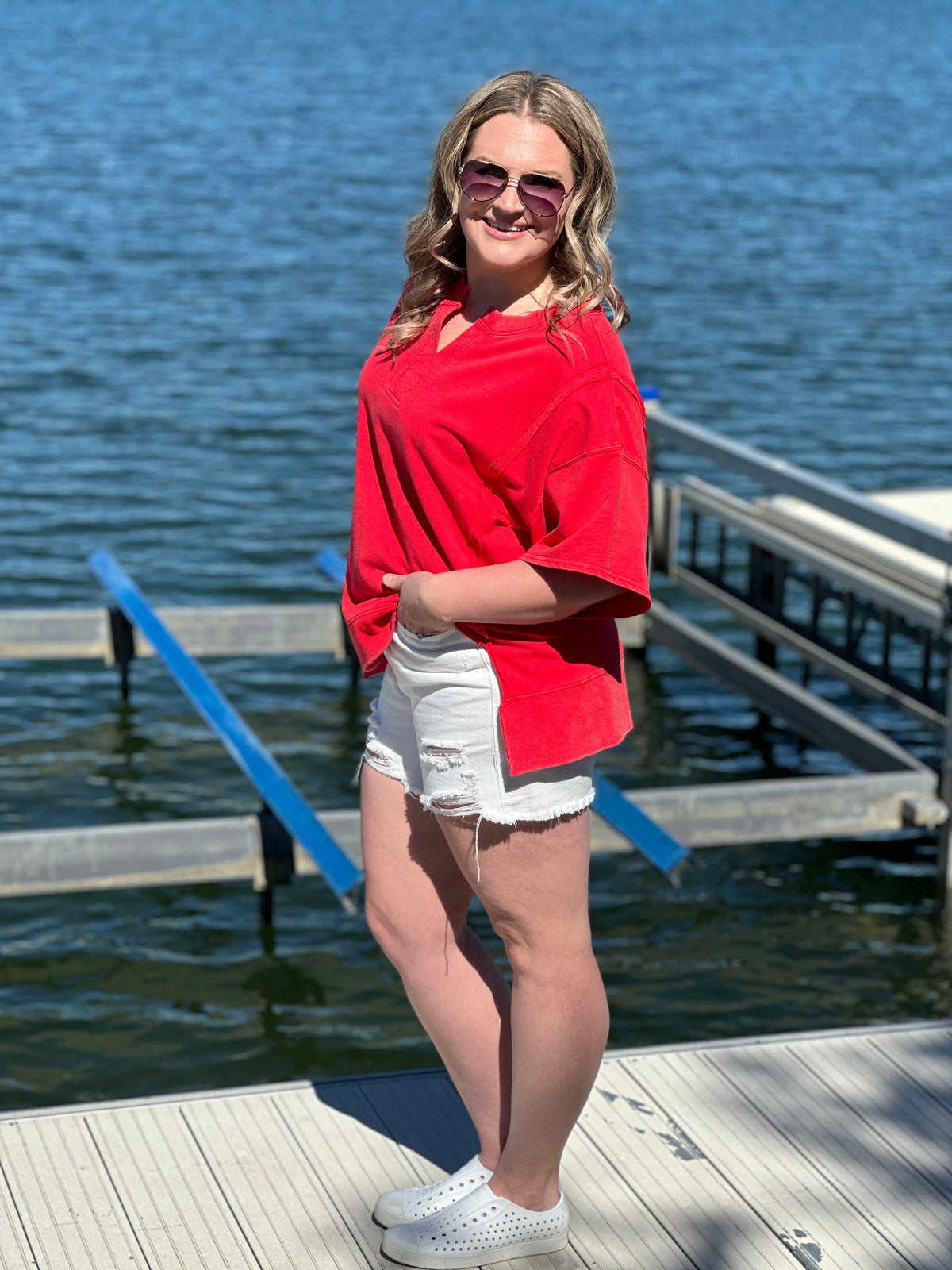 Oversized Mineral Wash Short Sleeve Sweatshirt Tee-FINAL SALE