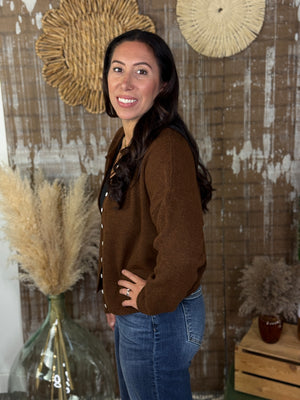 The Bailey Button Cardigan - Brown