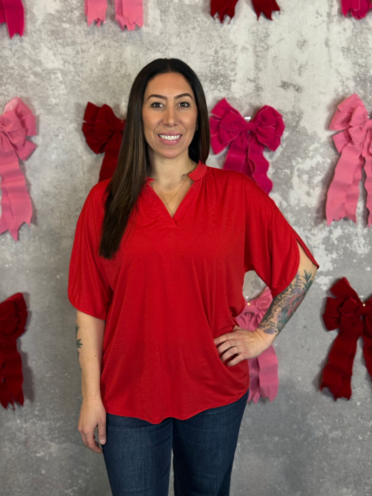The Wrinkle Free Breeze Top - Red (Small - 3X)
