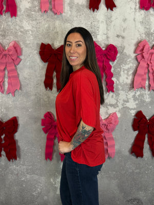 The Wrinkle Free Breeze Top - Red (Small - 3X)