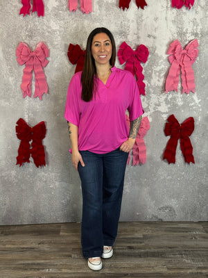 The Wrinkle Free Breeze Top - Magenta (Small - 3X)
