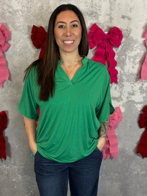 The Wrinkle Free Breeze Top - Green (Small - 3X)