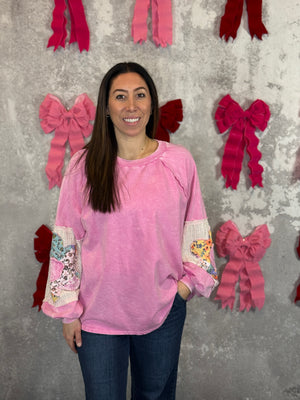 Love Pink Patchwork Sweatshirt