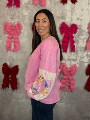 Love Pink Patchwork Sweatshirt
